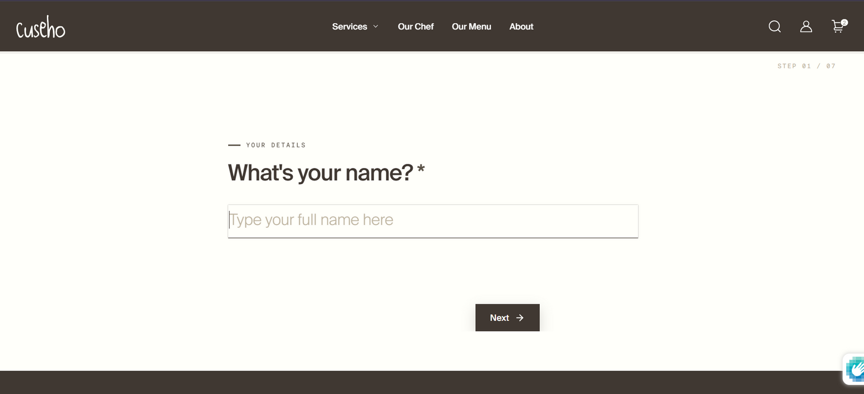 The Cuseho online enquiry form asking for the host name and event details